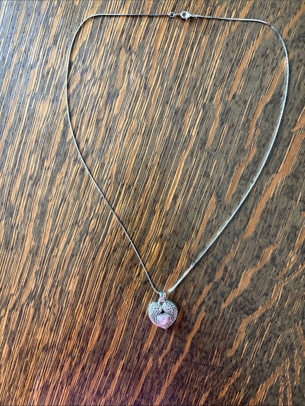825 NK Silver Heart Pendant Necklace with rhodochrosite heart